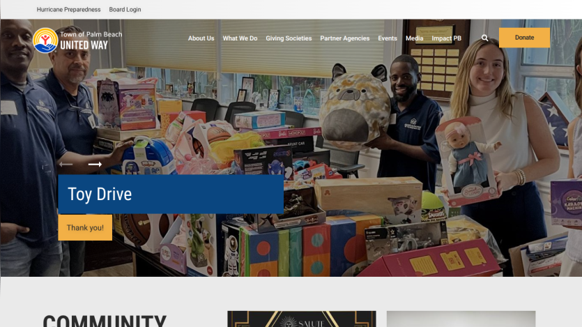 Homepage header with navigation menu and hero section featuring a promotional banner and call-to-action button