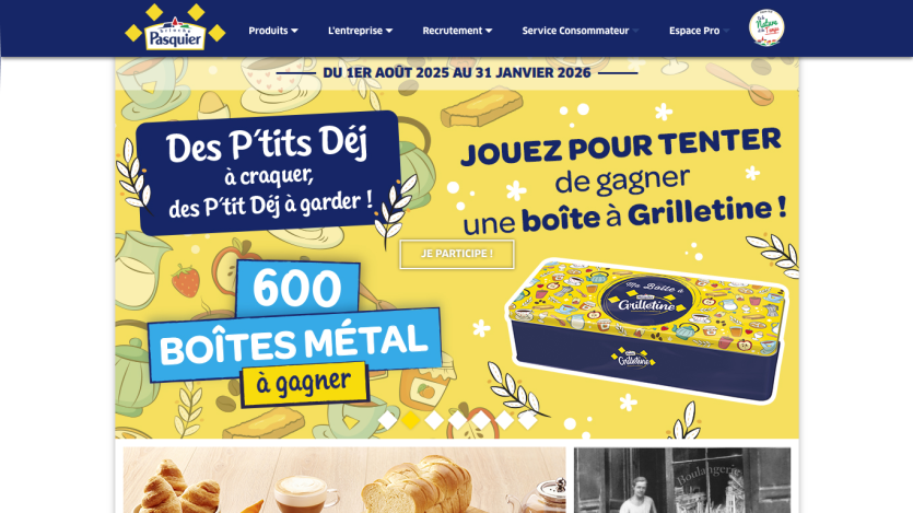 Brioche Pasquier promotion to win 600 metal boxes from August 1, 2025 to January 31, 2026 with a call to participate