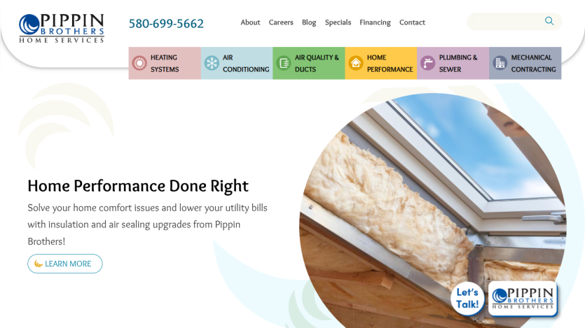 Home Performance Done Right with insulation and air sealing services highlighted.