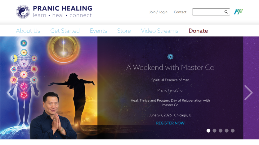 Promotional banner for a weekend event with Master Co, featuring dates and registration info.