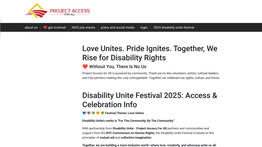 Promotional text for Disability Unite Festival 2025 emphasizing unity and rights.