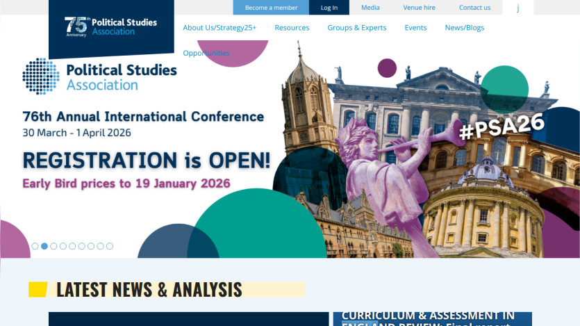 Political Studies Association 76th Annual International Conference registration open with early bird prices until January 19, 2026