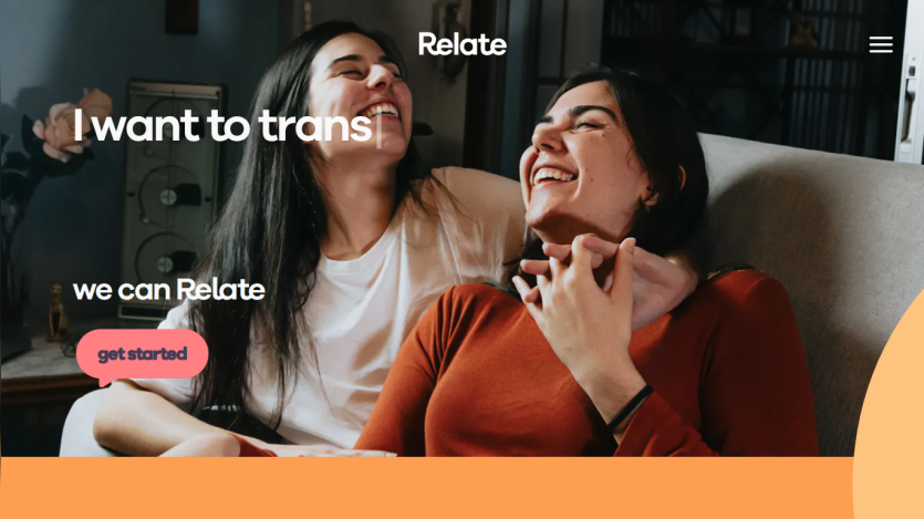 Website promoting support for transgender individuals with a welcoming message and call to action.