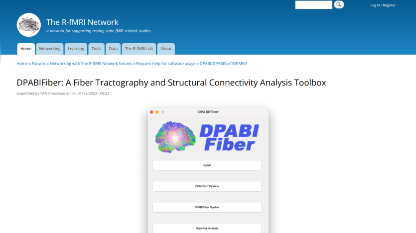 Overview of DPABI Fiber Toolbox with title and options for usage.