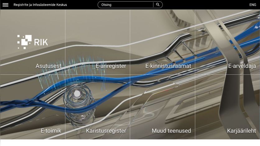 Homepage of RIK with navigation and graphical elements related to technology.