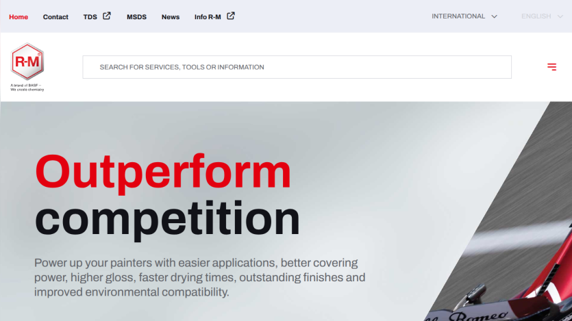 Website header with navigation and search bar