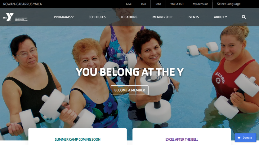 Homepage header with navigation menu and hero section featuring a promotional banner and call-to-action button