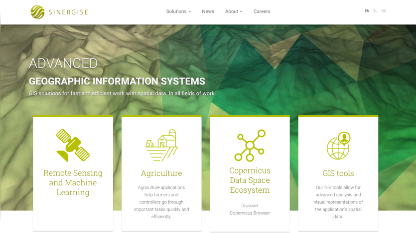 Homepage showcasing advanced geographic information systems with service highlights.