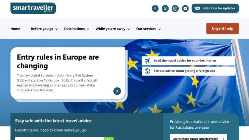 Travel advice on changing entry rules for Europe, with navigation and updates.