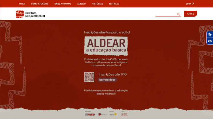 Homepage for Instituto Insesional with information on ALDEAR program registration.