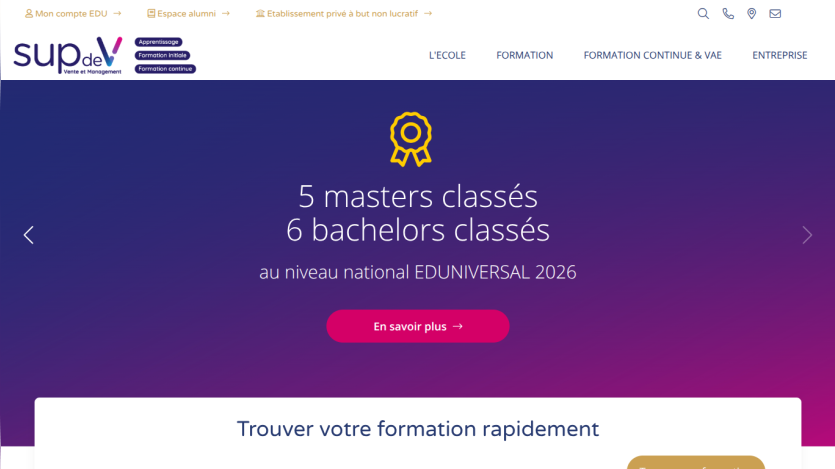 Homepage featuring rankings of 5 masters and 6 bachelors for 2026.