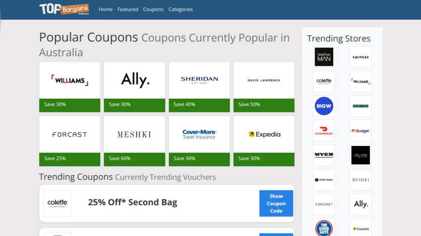 List of popular coupons currently available in Australia with discounts.