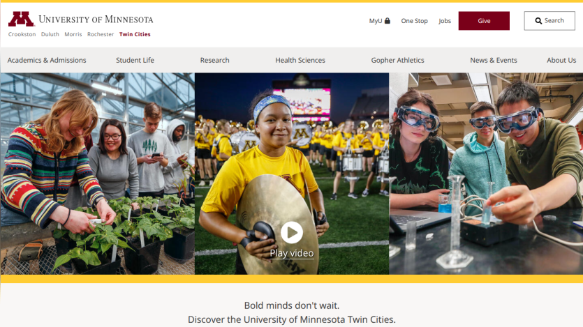Homepage header with navigation menu and large hero image featuring a scenic mountain landscape and welcome text