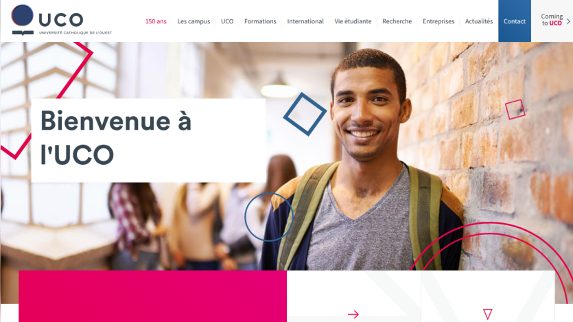 Homepage of UCO with a welcoming message and a smiling student.
