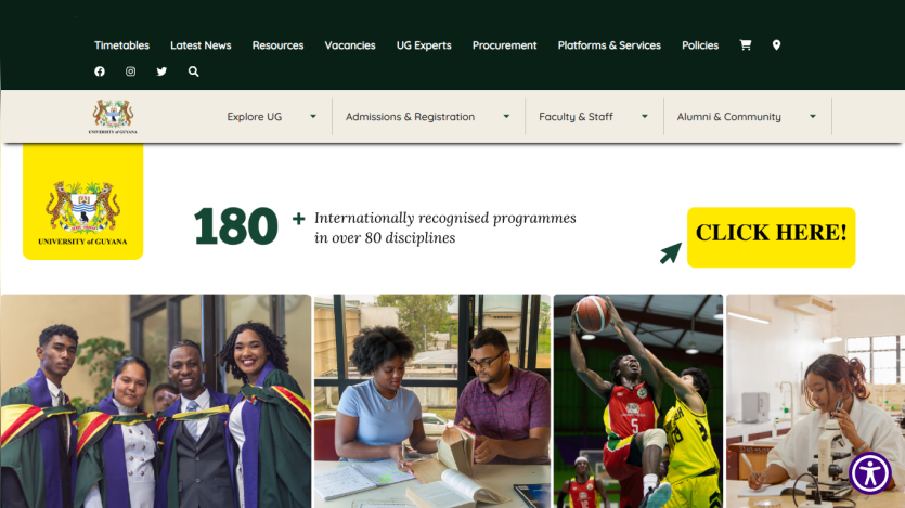 Homepage showcasing diverse students and programs offered, with a prominent call to action.