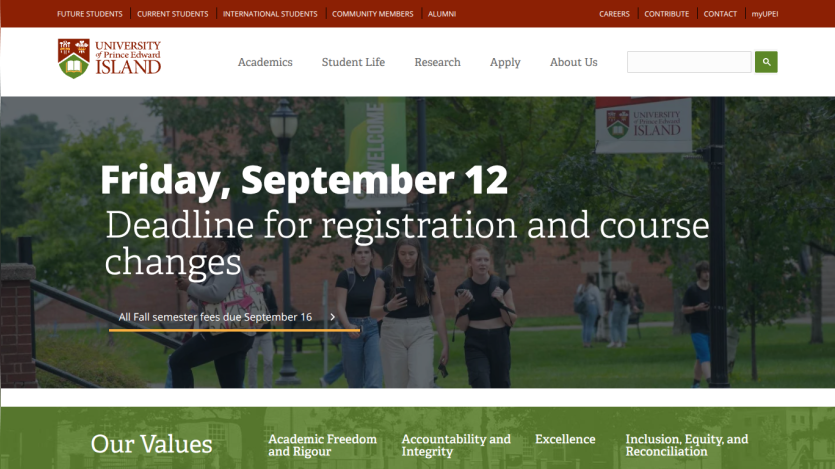 Deadline announcement for registration and course changes on September 12.