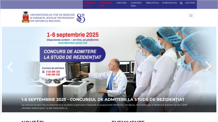 Announcement for admission to residency studies, featuring dates and a medical team.