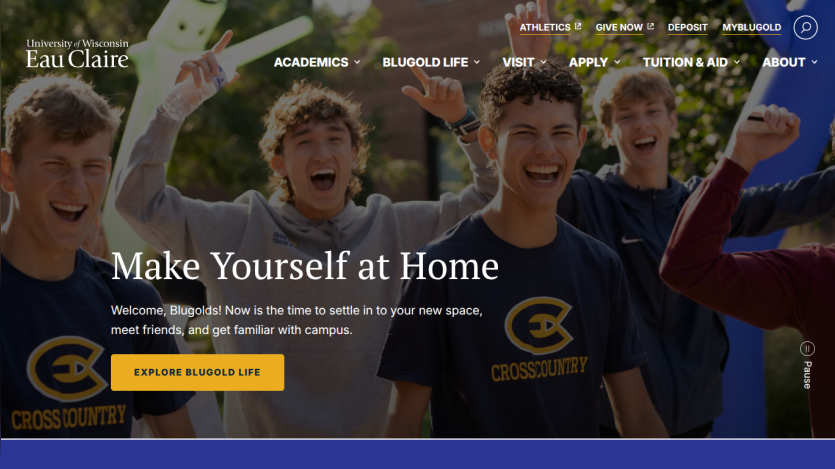 Welcome message encouraging new students to explore campus life.