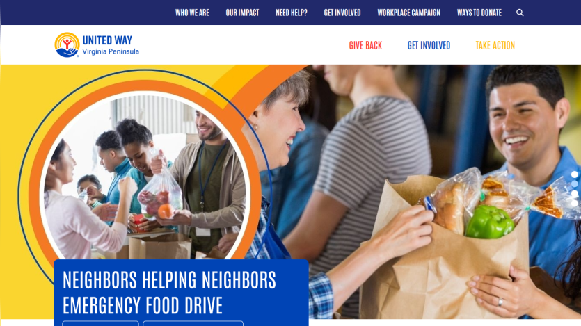 Website homepage with navigation bar, main headline, and call-to-action button in hero section