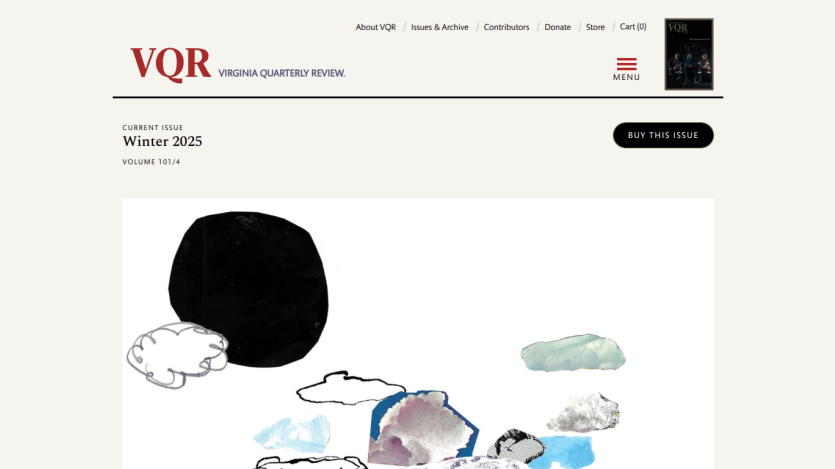 VQR magazine cover featuring abstract art with the title 'Winter 2023'.