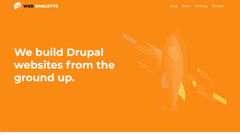 Homepage of Web Omelette showcasing Drupal website development services.