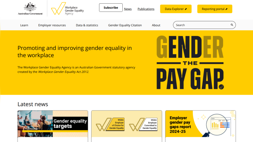 Website promoting gender equality in the workplace with emphasis on the gender pay gap.