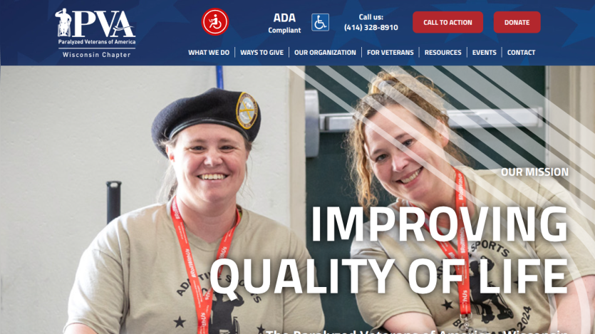 Homepage with a top navigation bar, main headline, and a prominent call-to-action button