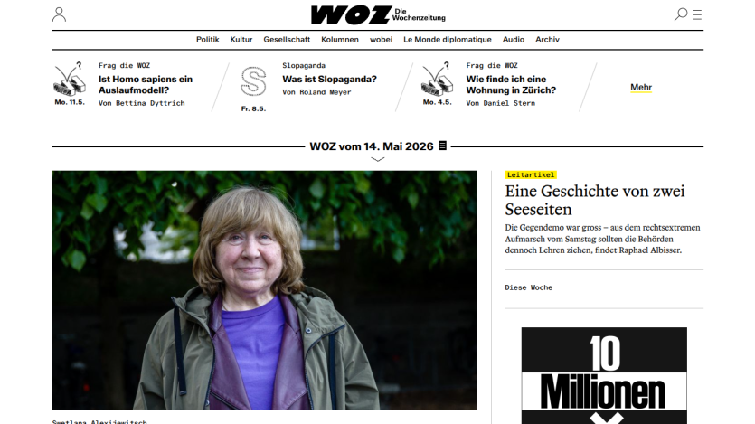 Article headline and image of a woman, with a focus on the title about two stories.