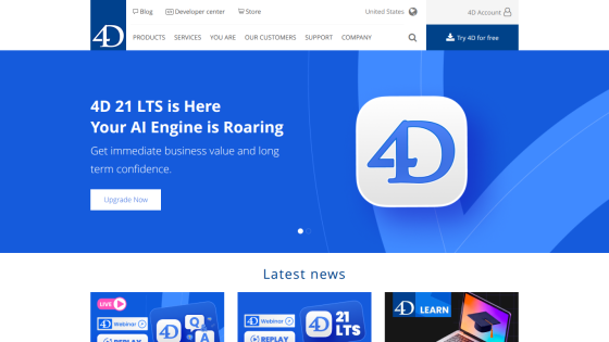 4D 21 LTS announcement with a call to action for business value and long-term benefits.