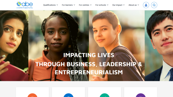 Homepage featuring diverse individuals with the text 'Impacting lives through business, leadership & entrepreneurialism.'