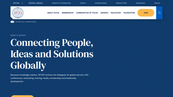 Homepage featuring the tagline 'Connecting People, Ideas and Solutions Globally' with navigation options.