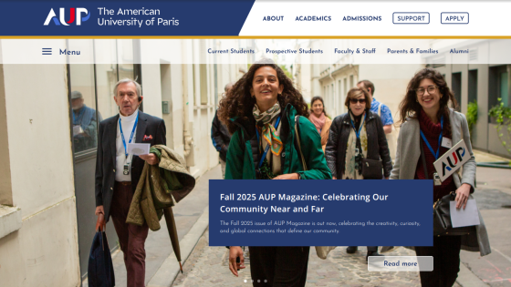 AUP Magazine Fall 2023 headline with students walking on campus.