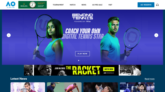 Hero section promoting digital tennis coaching with images of players and a call to action.