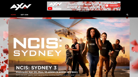 Promotional banner for 'NCIS: Sydney' with cast and series title.