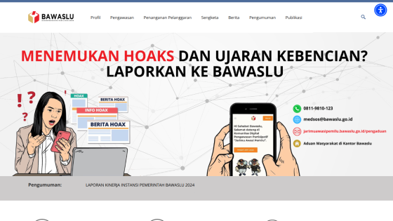 Website promoting reporting of hoaxes and misinformation with contact details and guidance.