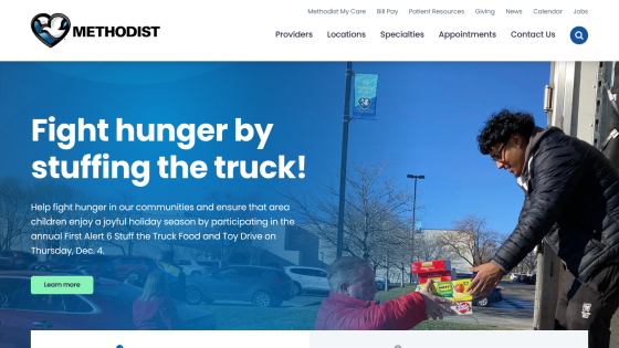 Website hero section promoting a food truck to fight hunger with a call to action to learn more