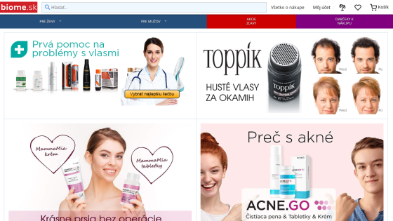 Homepage showcasing beauty products with promotional banners and images of models.