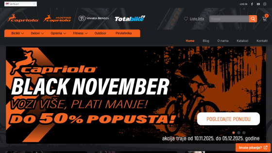 Capriolo Black November sale with up to 50% discount on bikes and outdoor gear, valid from Nov 10 to Dec 5, 2025