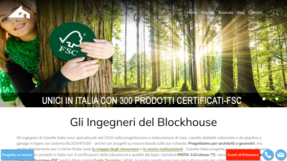 Promotional banner for FSC-certified products in Italy, featuring a woman with a tree.