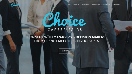 Choice Career Fairs homepage promoting connections with hiring employers.