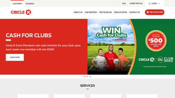 Circle K promotion offering cash and kits for clubs with a weekly €500 prize for members