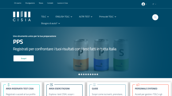 Homepage of CISIA featuring registration for PPS results comparison in Italy.