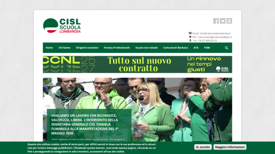 CISL Scuola Lombardo homepage featuring news on the new contract.
