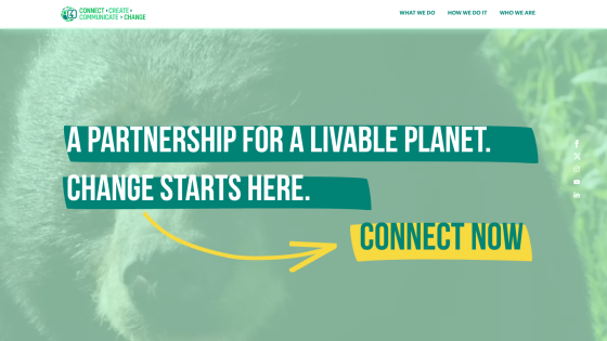 Main message promoting partnership for a livable planet with a call to action to connect.