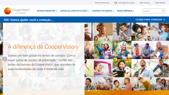 CooperVision homepage featuring a welcoming message and diverse images of people.