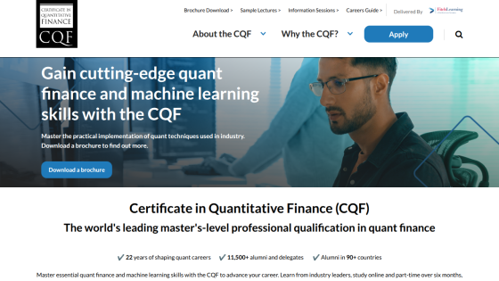 Certificate in Quantitative Finance offers master-level quant finance skills with brochure download and career advancement info