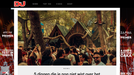 Article headline about music festival insights with crowd and stage in background.