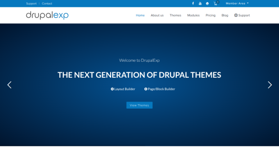 Homepage of DrupalExp showcasing the next generation of Drupal themes.