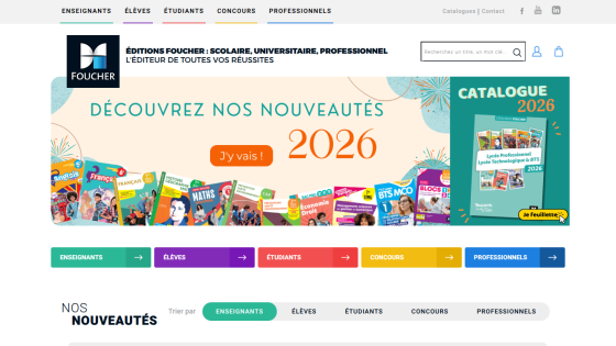 Homepage featuring new releases for 2026 with navigation options for educators and professionals.
