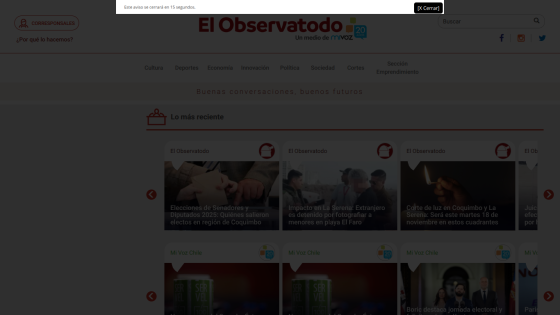 El Observatodo news website with navigation menu and recent news articles in Spanish